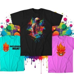 DTF film printing example for t-shirts and clothing
