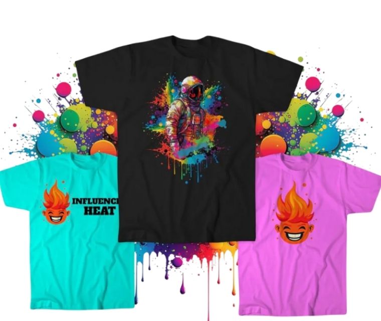 DTF film printing example for t-shirts and clothing